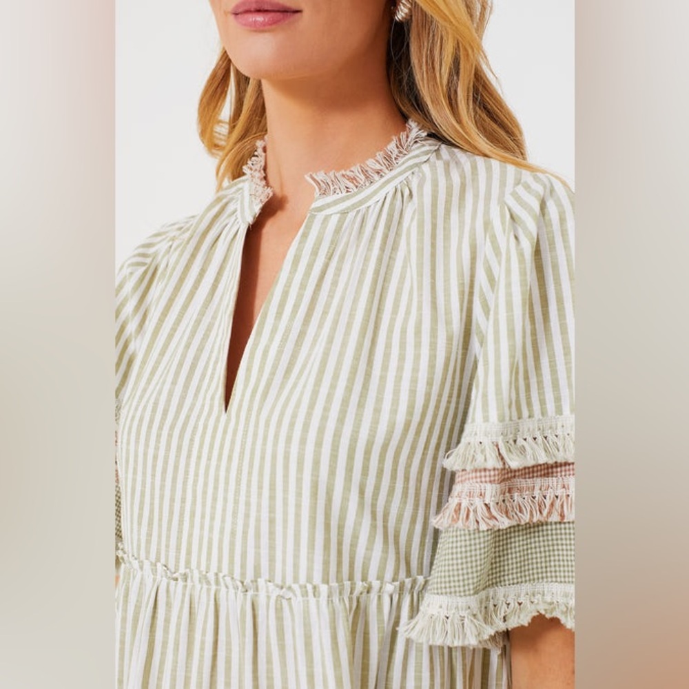 Tuckernuck Cotswald Stripe Crawford Dress in Green Gingham XXS - Picture 6 of 12